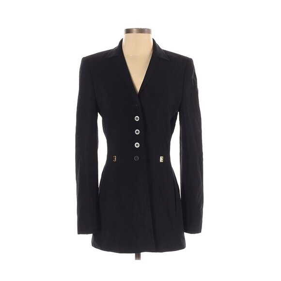 Escada 2 Dark Navy Gold Rivets Tailored Blazer - Picture 1 of 11